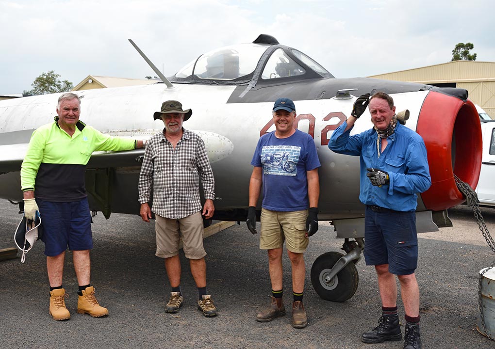 Some of the MiG-17F Hunter Fighter Collection volunteers Peter Kearney, Anthony Rodgers, Rod Taylor, & Chris Priestly