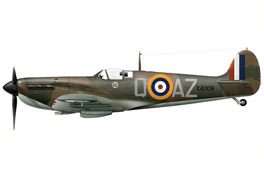 Supermarine Spitfire Mk Ia RAF Serial X4009 - The Pat Hughes Spitfire owned by Hunter Fighter Collection, Scone NSW - artwork by © James Bentley @Pixel Profiles
